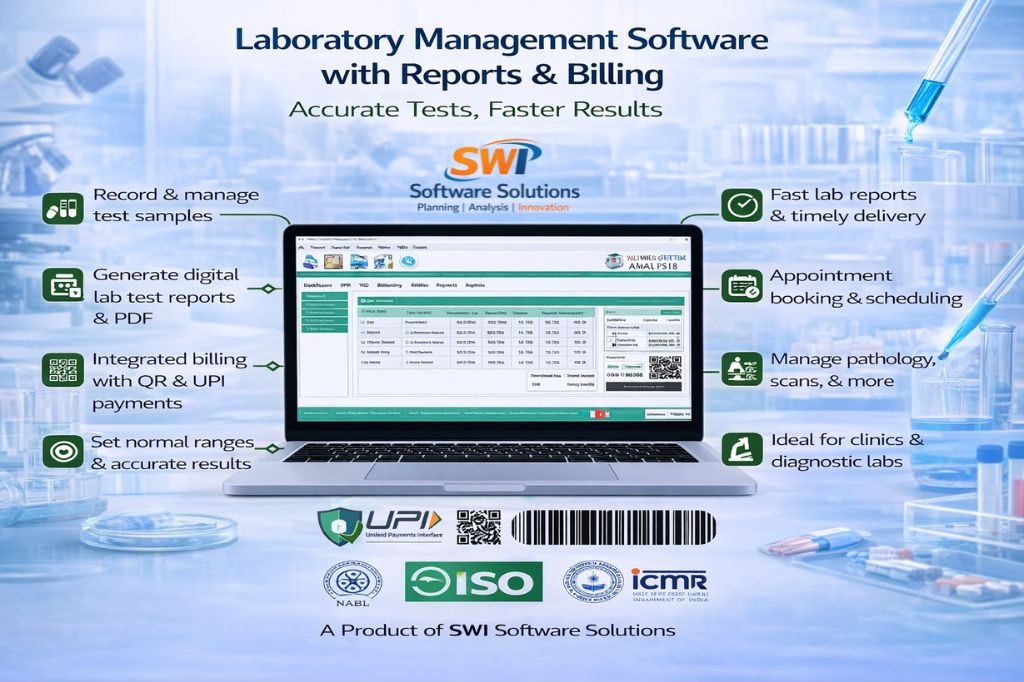 Laboratory management software with reports and billing for diagnostic labs with UPI and QR payment integration