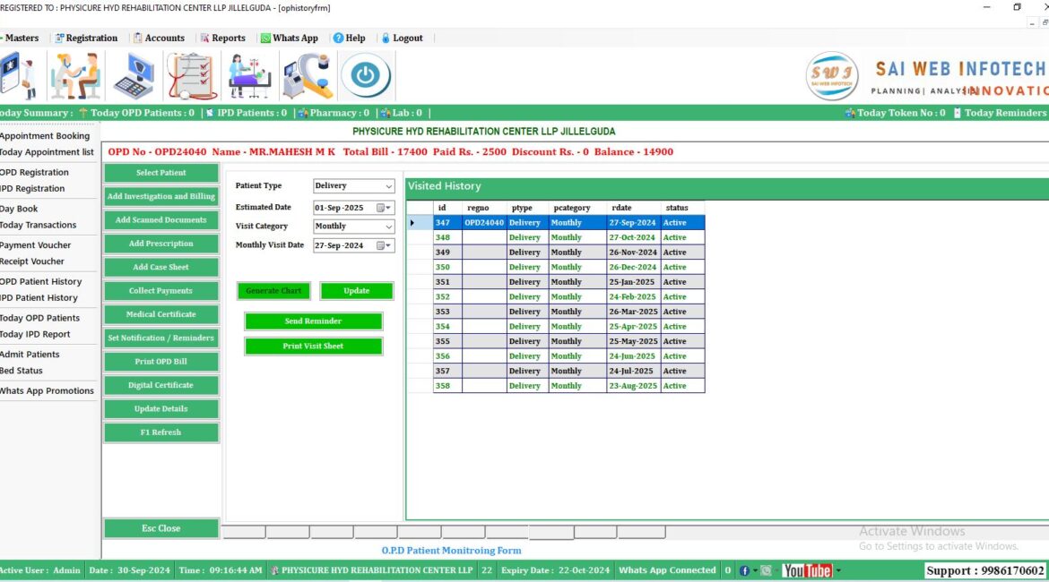 Patient Monthly Visiting Sheet
