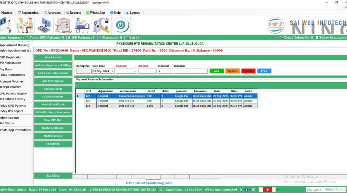 OPD payments with UPI integration in hospital management software for seamless and secure payment processing.