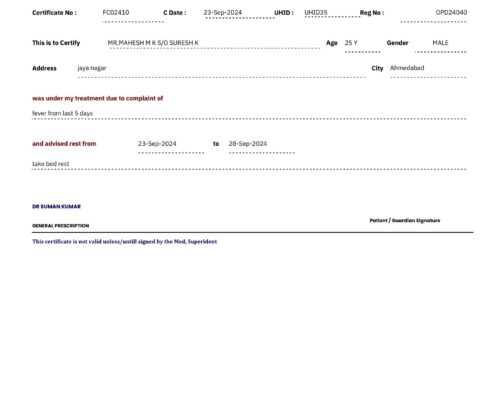 E-prescription generated by Hospital Management Software for patients